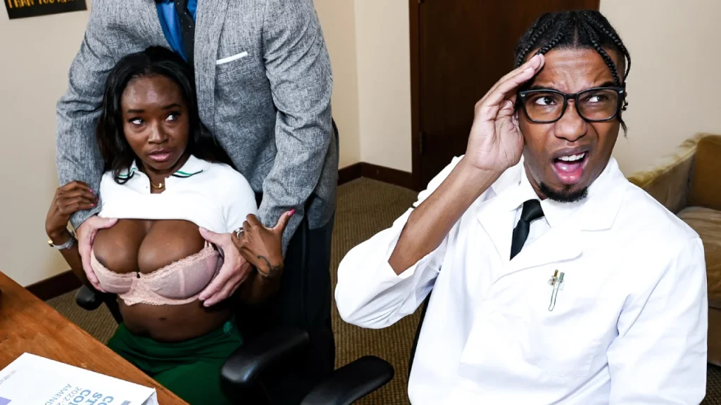 [PervPrincipal] Naomi Foxxx - Ebony Teacher Has Interracial Threesome to Save Her Job